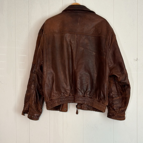 Vintage Town & Country Men’s Genuine Distressed Leather Flight Bomber Jacket - Picture 14 of 16